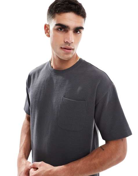 New Look - Sort T-shirt med vaffeltekstur - Del af sæt - view 1