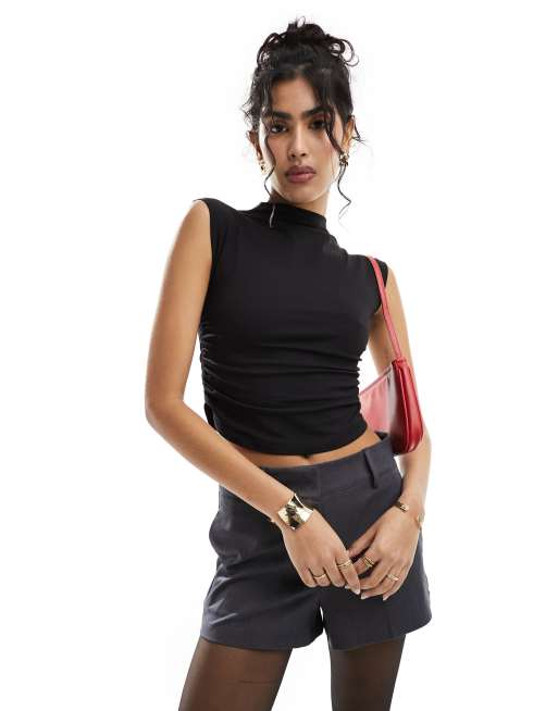 New Look - Sort tanktop med rynkede sider