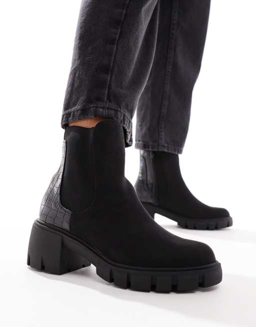 New Look - Sorte chunky chelsea-støvler med hæl, 4 af 4