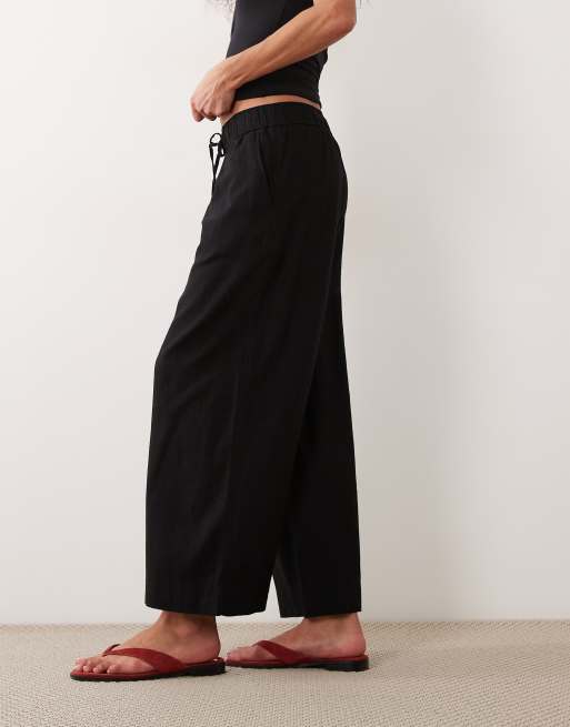 New Look - Sorte cropped bukser i hørblanding, 2 af 5