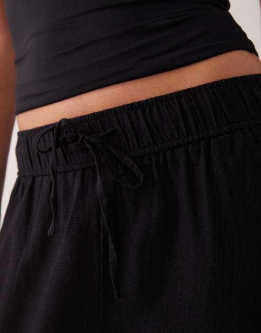 New Look - Sorte cropped bukser i hørblanding, 3 af 5