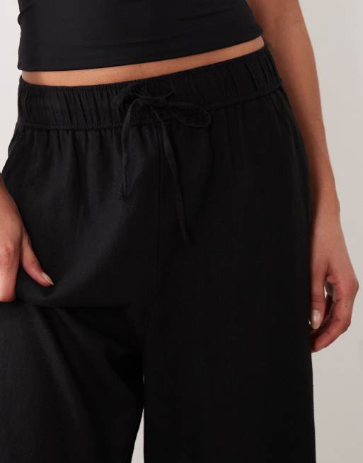 New Look - Sorte cropped bukser i hørblanding, 4 af 5