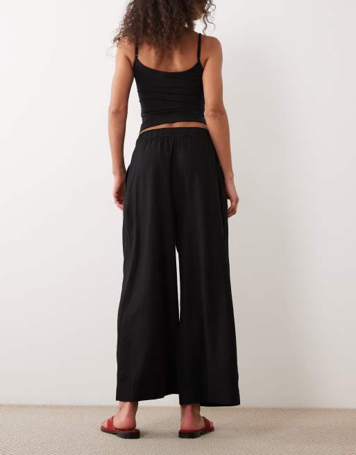 New Look - Sorte cropped bukser i hørblanding, 5 af 5
