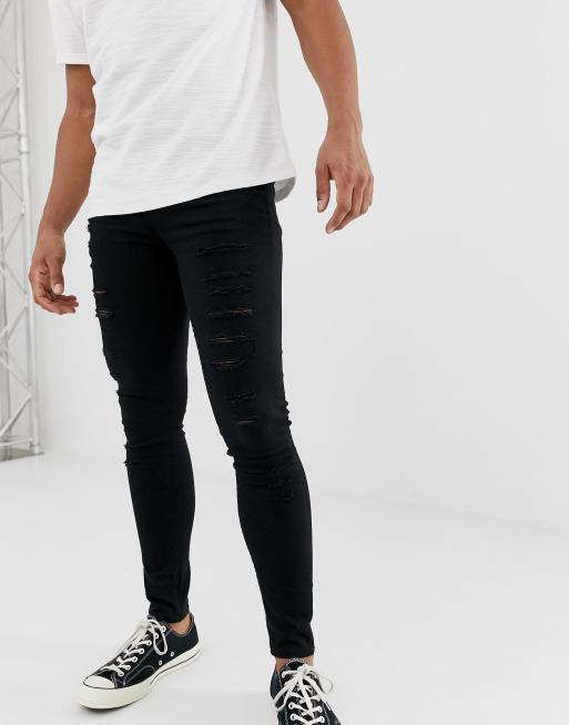 New Look - Sorte Super Skinny-jeans med huller | ASOS