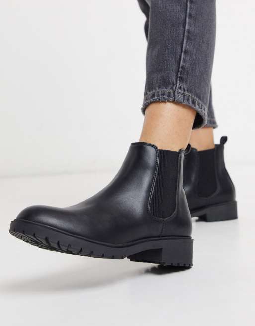 New Look - Sorte falde chelsea-støvler i PU