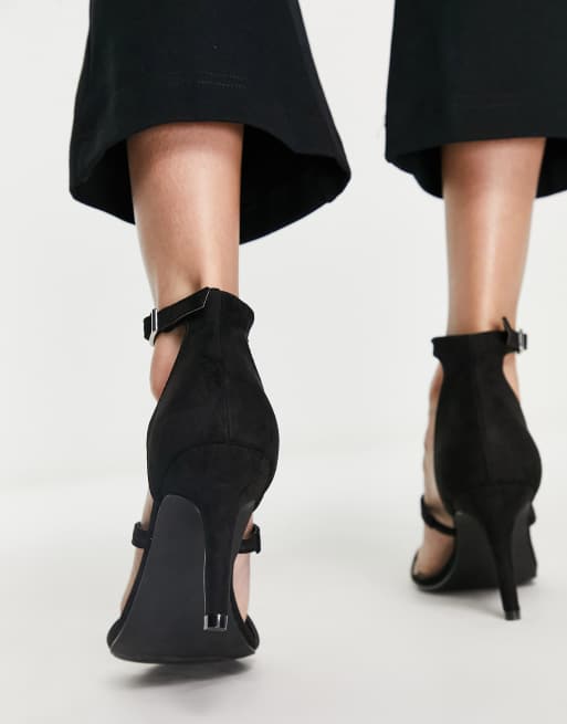New Look - Sorte højhælede sandaler med 3 remme, 2 af 4