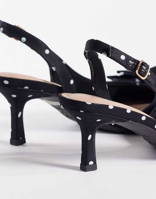 New Look - Sorte højhælede slingback-sko med sløjfe og polkaprikker, 4 af 4