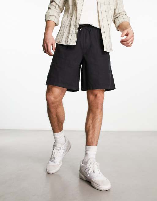 New Look - Sorte pull-on shorts i hør