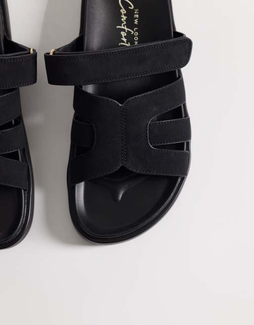 New Look - Sorte sandaler i imiteret ruskind med krydsende remme, 2 af 4