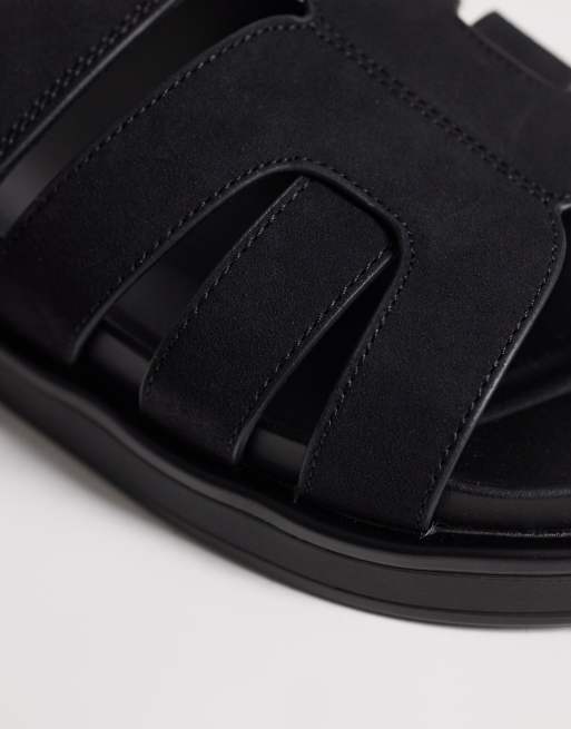 New Look - Sorte sandaler i imiteret ruskind med krydsende remme, 3 af 4