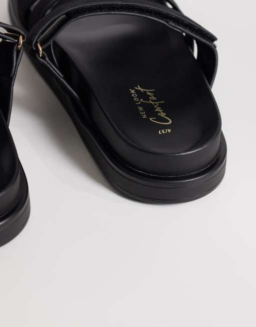 New Look - Sorte sandaler i imiteret ruskind med krydsende remme, 4 af 4