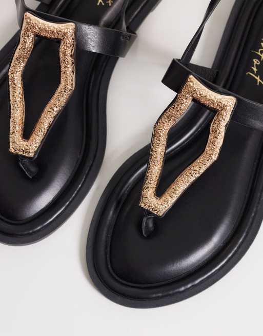 New Look - Sorte sandaler med tårem i metal, 3 af 4