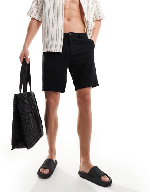 New Look - Sorte shorts i hørblanding