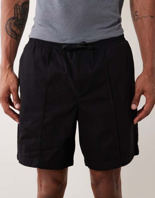 New Look - Sorte shorts med bindebånd i taljen og pintucks, 5 af 5