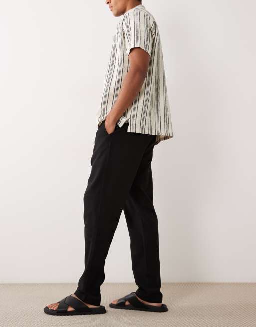 New Look - Sorte tapered bukser i hørlook, 3 af 5