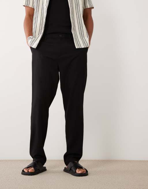 New Look - Sorte tapered bukser i hørlook, 5 af 5