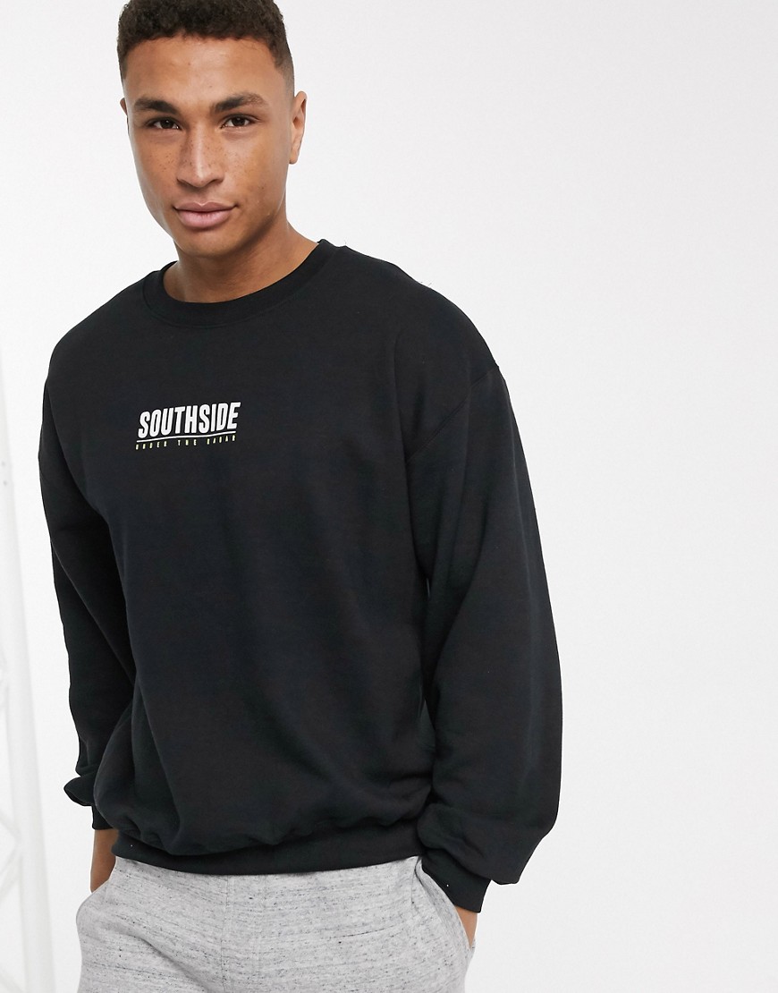 New Look – Southside – Svart sweatshirt