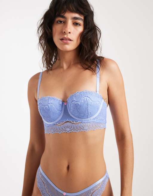 New Look - Soutien-gorge long multipositions en dentelle - Bleu