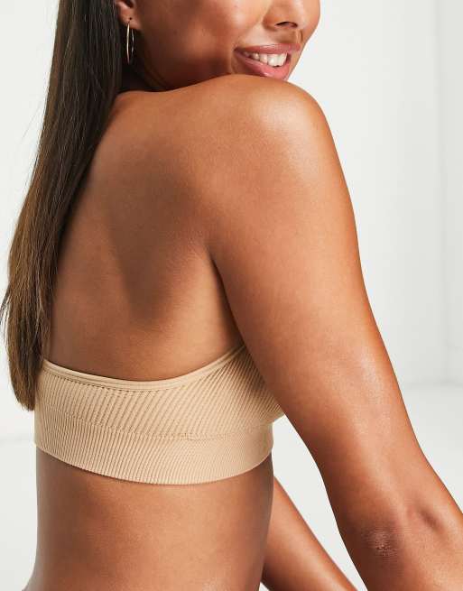 New Look - Soutien-gorge sans coutures avec dentelle dans le dos - Fauve, 4 de 4