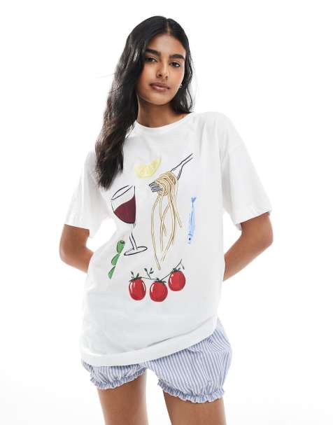 New Look spaghetti logo oversized t-shirt in white - view 1