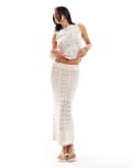 [New Look] New Look sparkle knitted skirt in cream (Part of a set)-White 6 CREAM