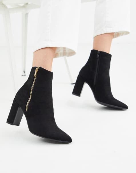 New Look – Spitze Absatzstiefel in Schwarz