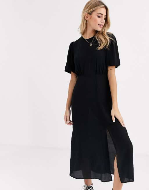 Plain black store midi dress