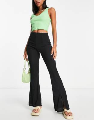 COLLUSION slinky flare pants in black