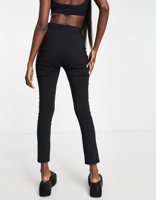 New Look split hem skinny pants in black