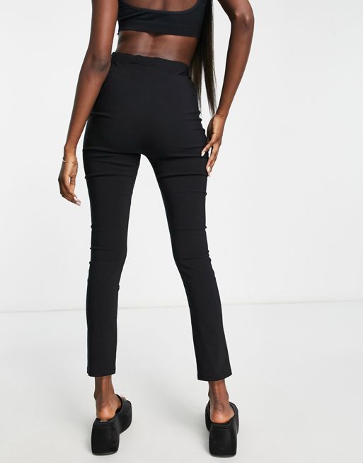 New Look split hem skinny pants in black