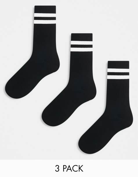 New Look – Sportsocken mit Streifendetail in Schwarz im 3er Pack - view 1