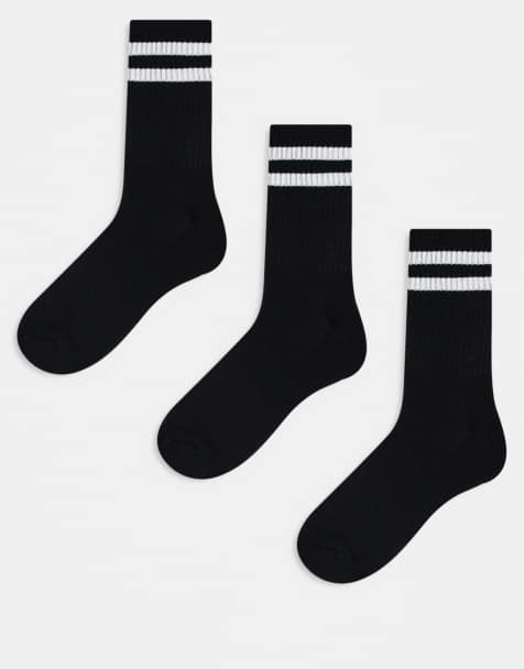 New Look – Sportsocken mit Streifendetail in Schwarz im 3er Pack - view 1