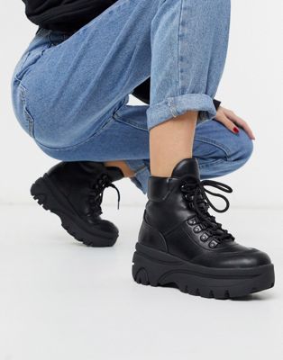 New Look sporty hiker boots in black | ASOS