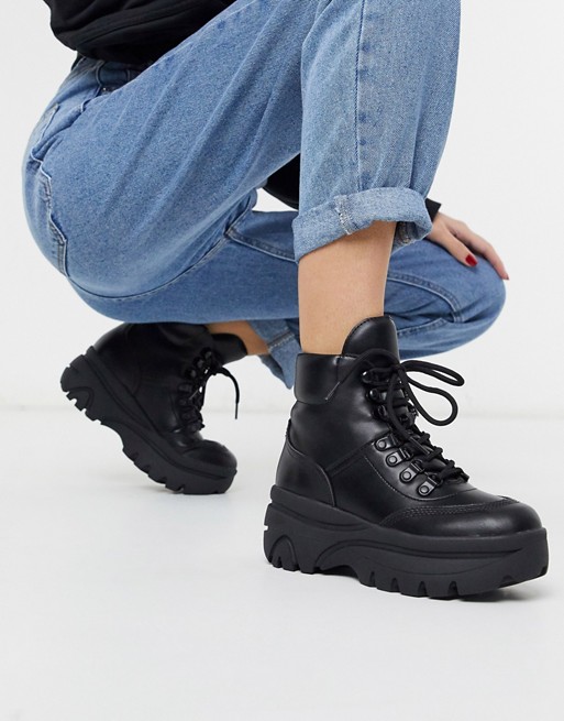 New Look sporty hiker boots in black
