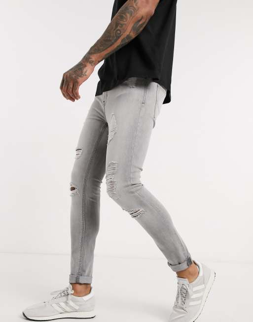 New look deals grey ripped jeans