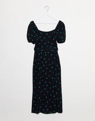 new look black and white polka dot dress