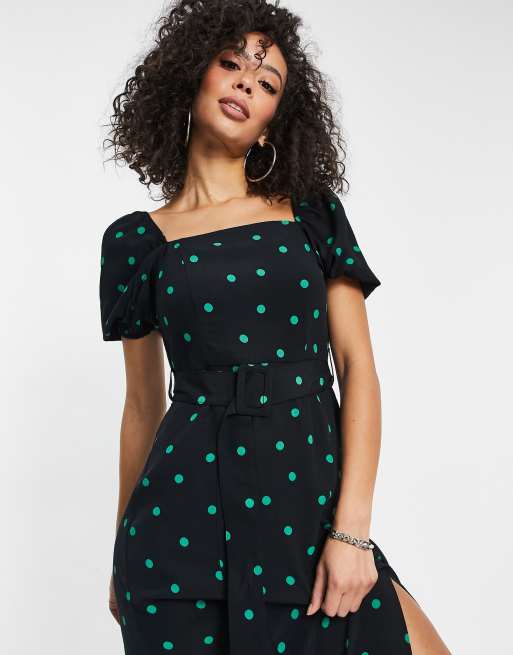 New look store green spot dress