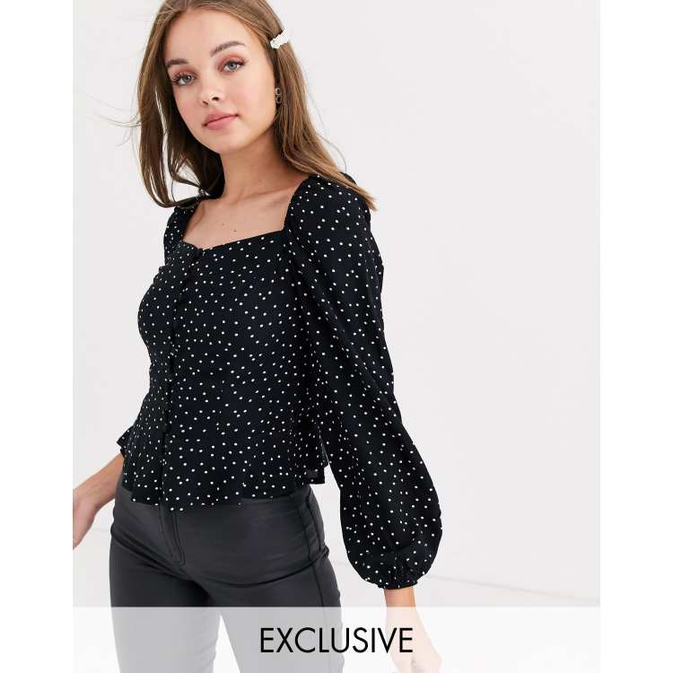 New Look sheer blouse in red polka dot ASOS exclusive