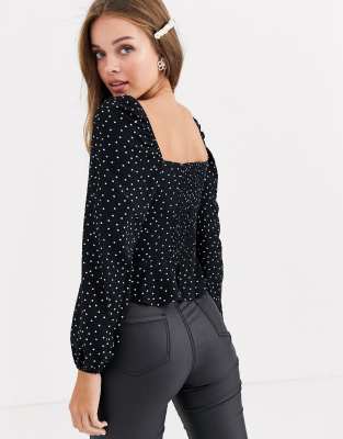 New Look sheer blouse in red polka dot ASOS exclusive