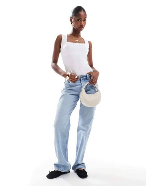 New Look square neck bodysuit in white