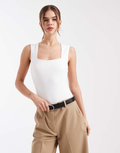 New Look square neck bodysuit in white - view 1