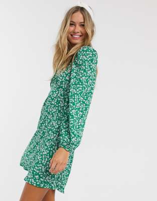 green square neck dress