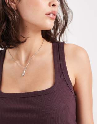 New Look Square Neck Tank Top In Brown