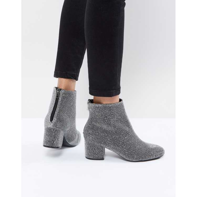New look store silver glitter boots