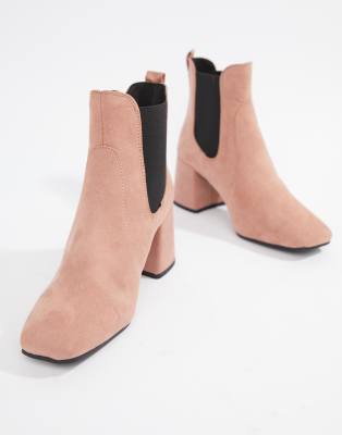 new look heeled square toe ankle boot