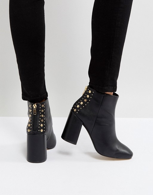 New Look Square Toe Studded Back Heeled Ankle Boot | ASOS