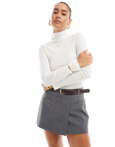 New Look stand neck long sleeve top in cream - view 1