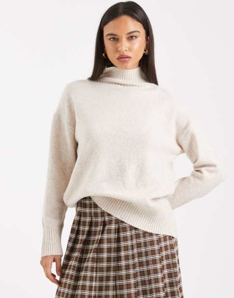 New Look stand neck oversized jumper in cream - view 1
