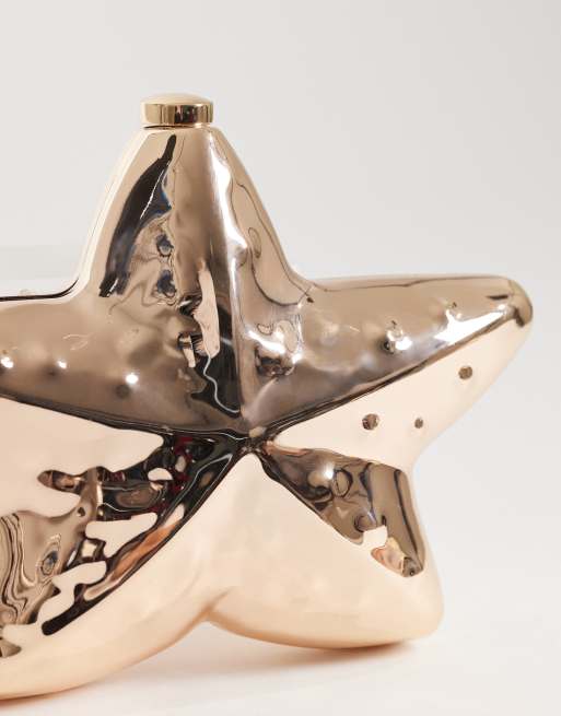 New Look starfish box clutch bag in gold, 2 of 4