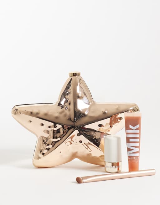 New Look starfish box clutch bag in gold, 3 of 4